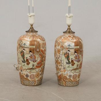 Table lamps a pair Japan 20th century porcelain.