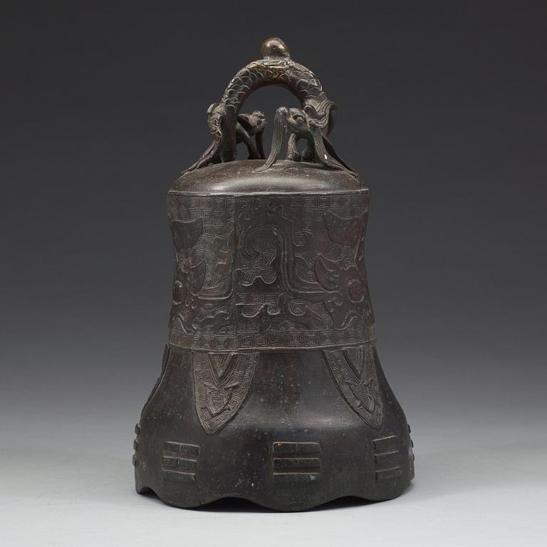 A bronze temple bell, Ming dynasty (1368-1644).