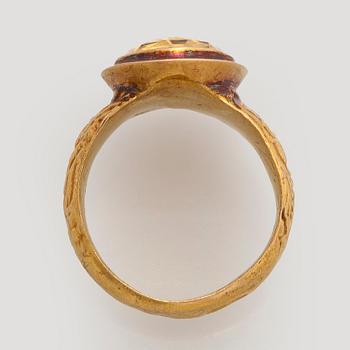 Ring, fasettslipad citrin, 18K guld, Finland 1851.