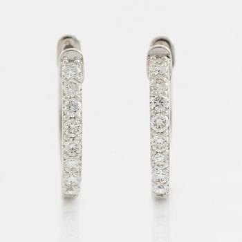 Brilliant cut diamond hoop earrings, total 0,58 ct.