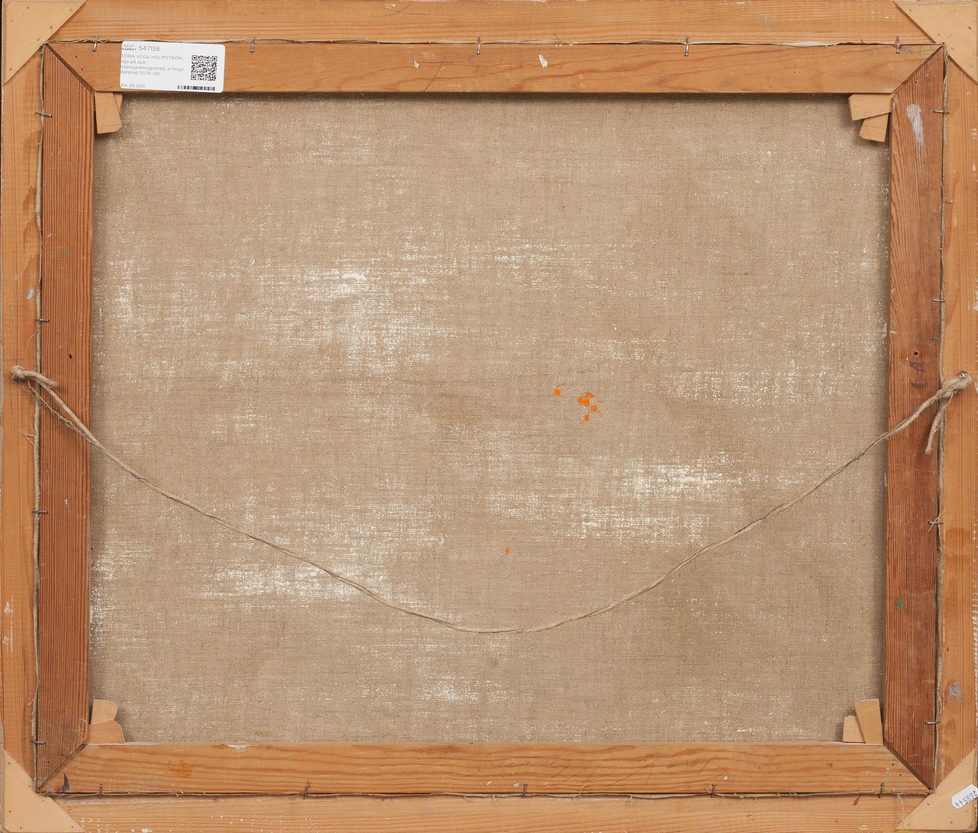TORA VEGA HOLMSTRÖM, olja på duk, monogramsignerad, a tergo daterad 55/9.
