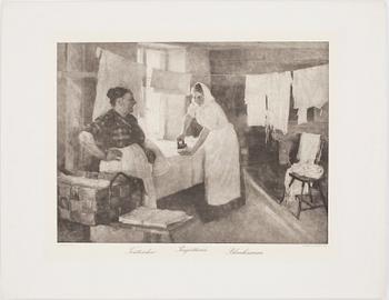 ALBERT EDELFELT, heliogravyrer, 6 st, tryckt av Werner Söderström, tidigt 1900-tal, gåvoinskription med bläck från 1914.