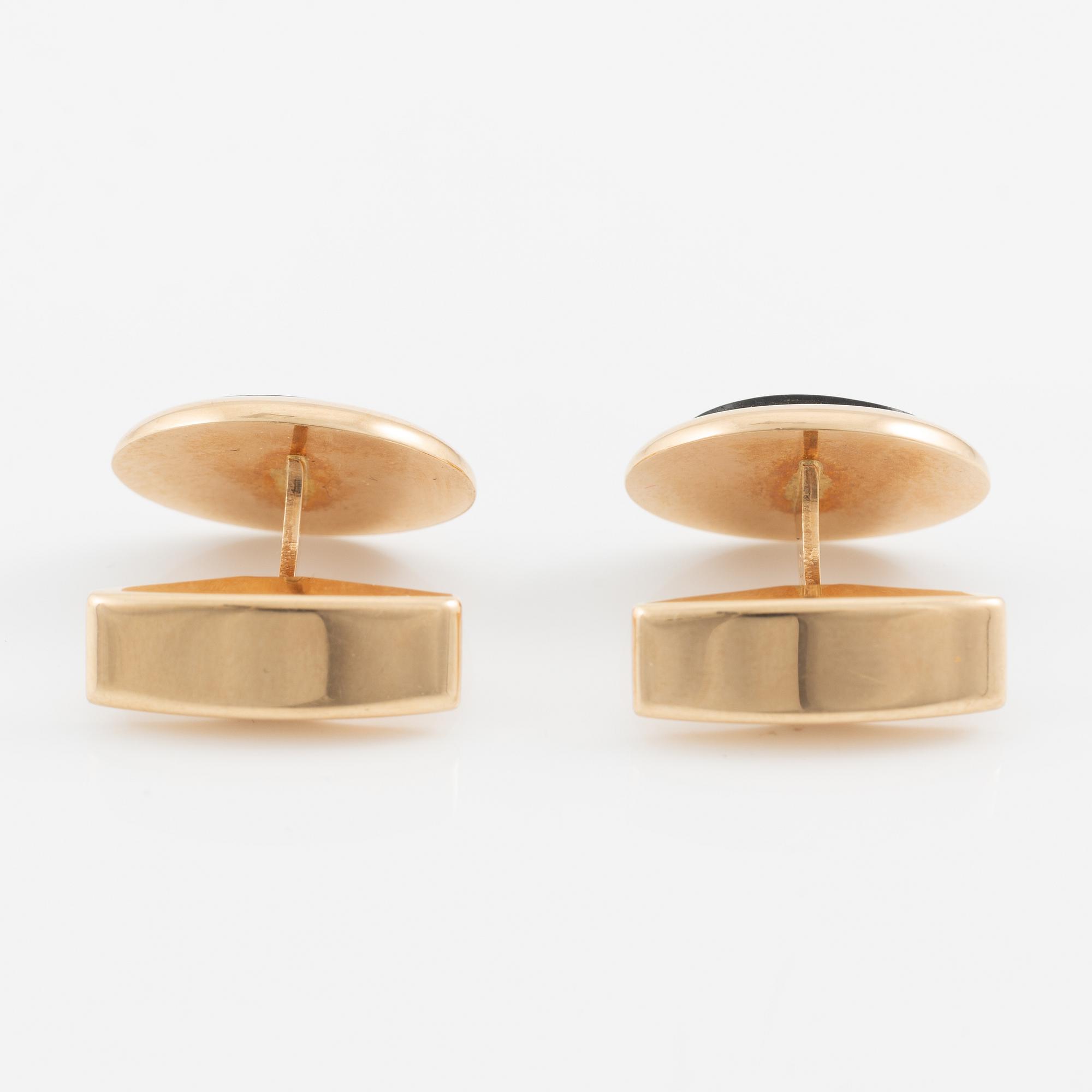 Cufflinks, a pair, 14K gold with labradorite, Saurum.