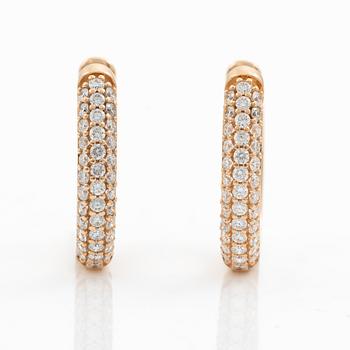 Hoop earrings 18K  gold with brilliant-cut diamonds.