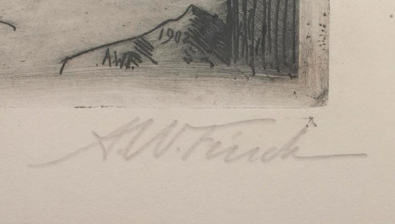 ALFRED WILLIAM FINCH, etsning, signerad.