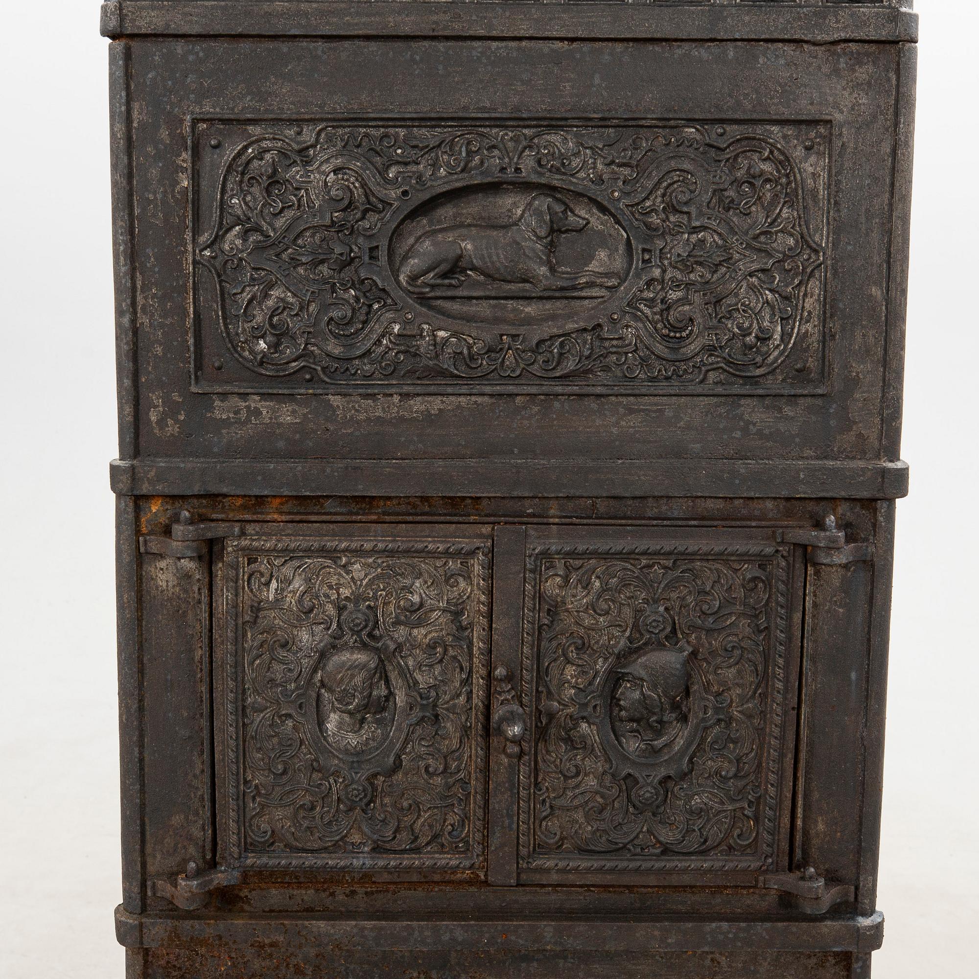 Fireplace, Central Europe, cast iron, circa 1900.