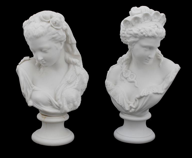 SKULPTURER, ett par, parian, Gustafsberg 1910/20-tal.