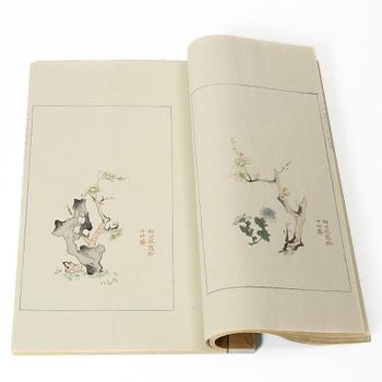 十竹齋書畫譜 四開 木版畫 A complete collection of Ten-Bamboo Studio decorative letter papers, Rongbaozhai in Beijing in 1952.