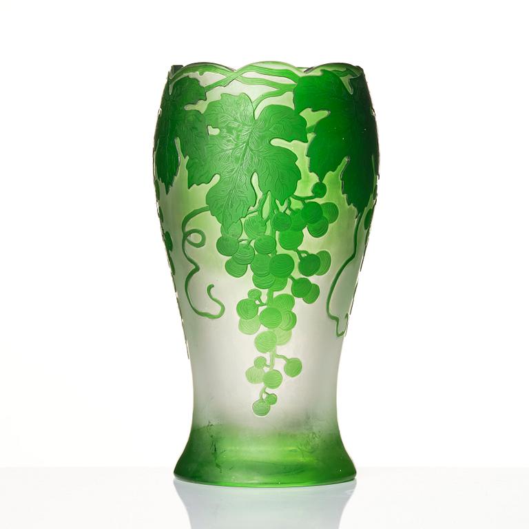 Karl Lindeberg, an Art Nouveau cameo glass vase, Kosta, Sweden, early 20th Century.