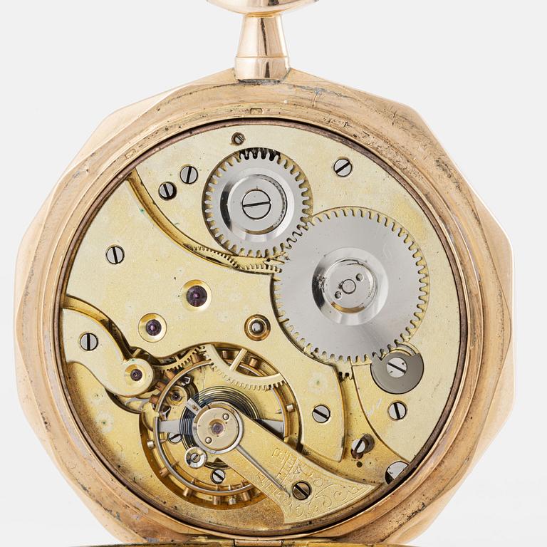 Pocket watch, 14K gold, hunter 53.5 mm.