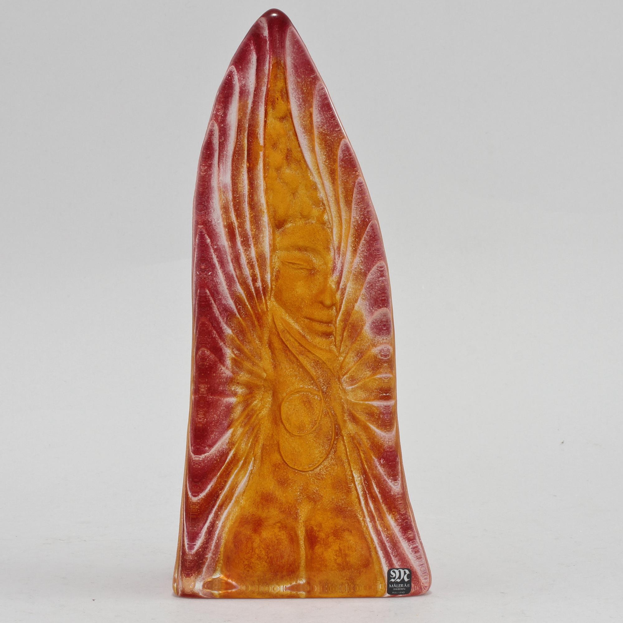 OBJEKT, glas, Erika Höglund, Målerås, signerad, sent 1900-tal.