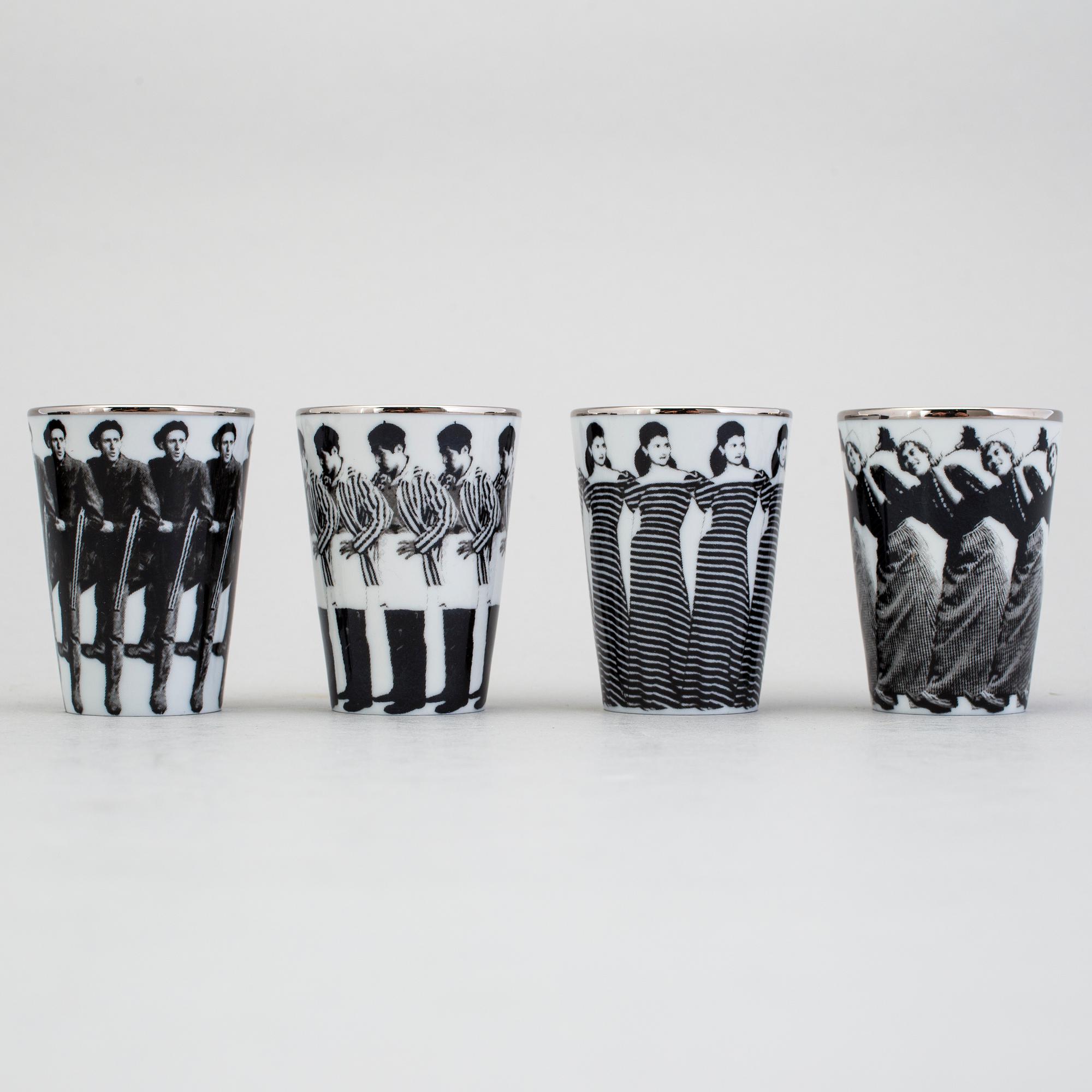 ÅSA LINDSTRÖM, snapsglas,4 st, porslin, Rörstrand, 2000-tal.