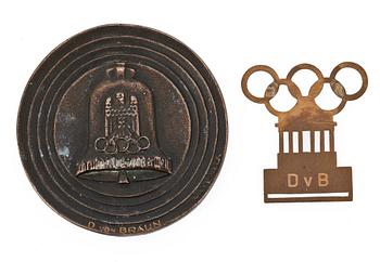 OLYMPISK DELTAGARMEDALJ SAMT DELTAGARBRICKA, Berlin 1936.