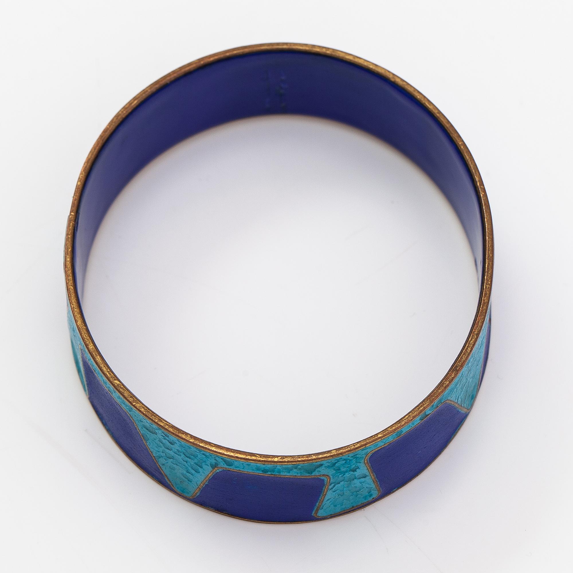 Eva Hidström, A brass and enamel bracelet. Marked EH -58.