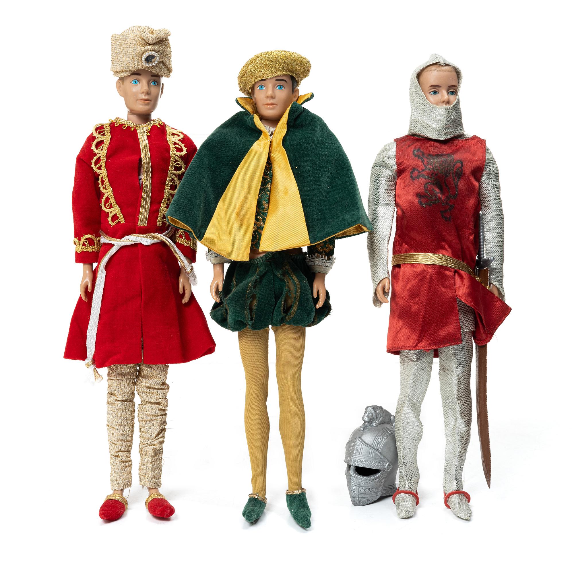 Barbiedockor, 3 st, "Ken", Mattel, 1960-tal.