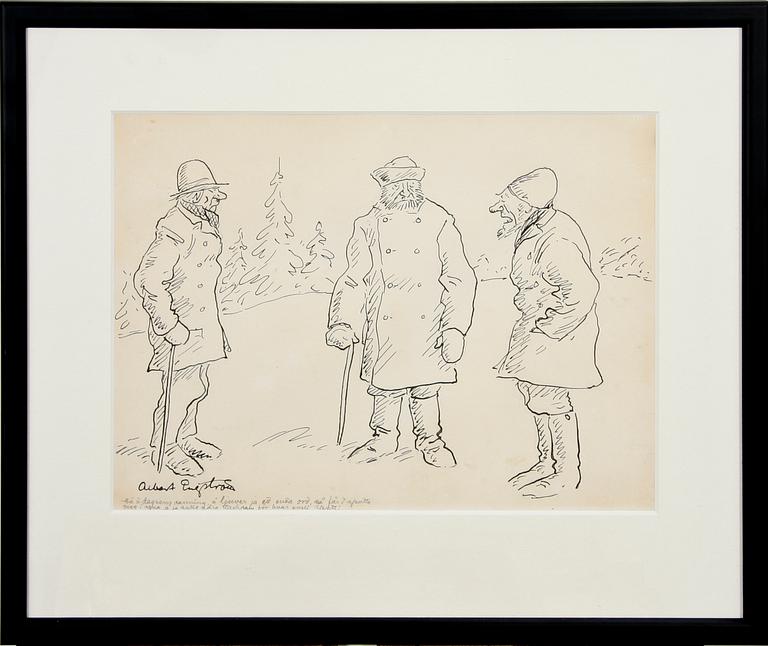 ALBERT ENGSTRÖM, tuschteckning, sign.