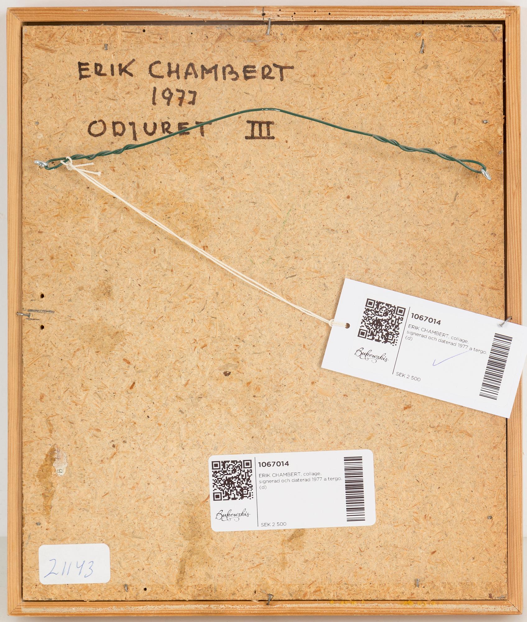 ERIK CHAMBERT, mixed media, signed and dated 1977 on reveres.