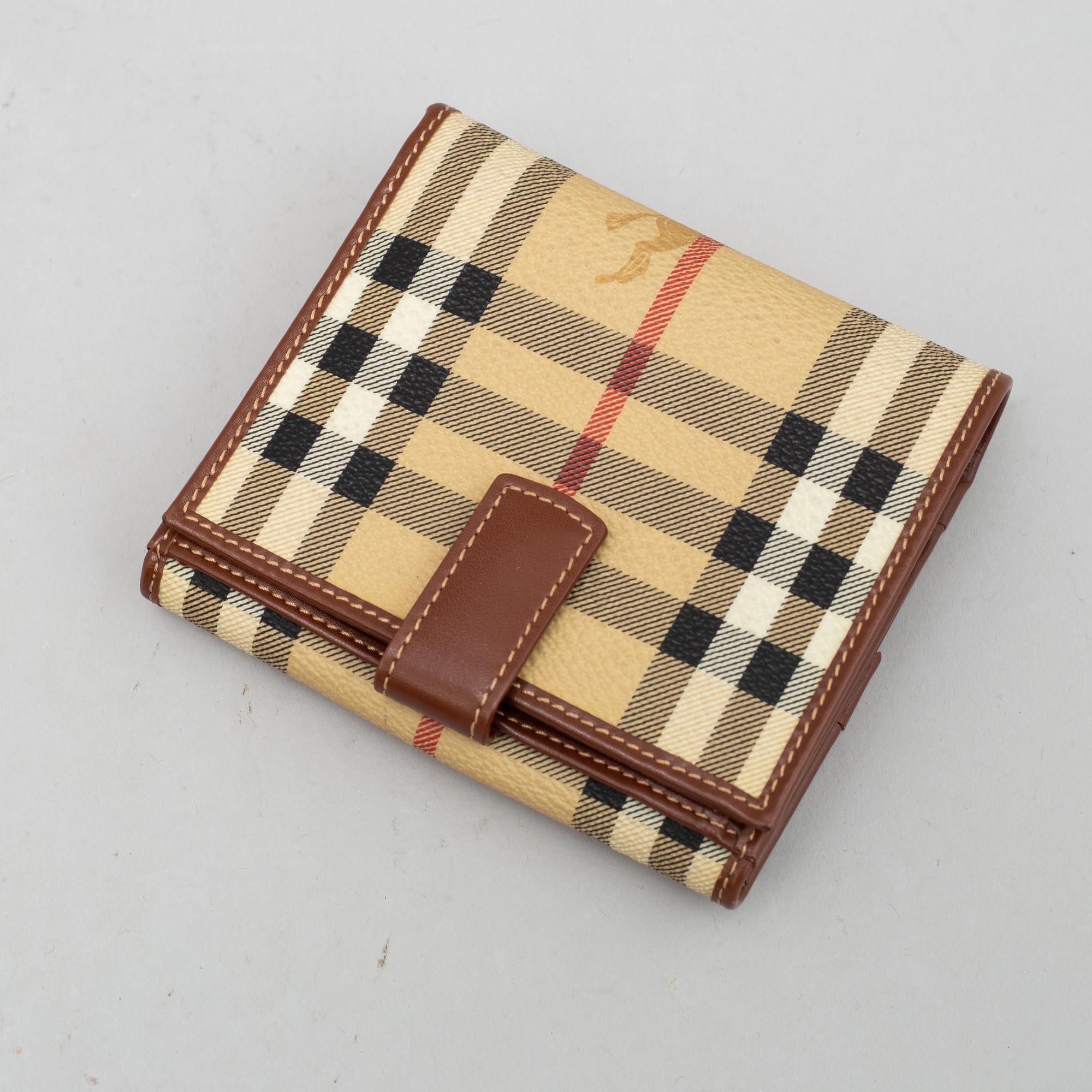Burberry, a handbag and wallet.