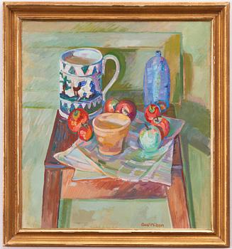 Axel Nilsson, "Nature morte med ölstop och äpplen".