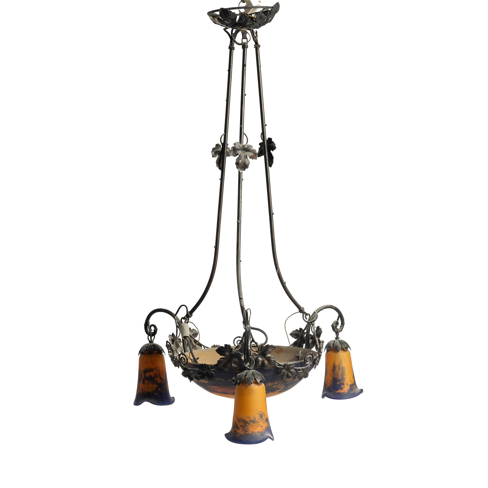 Taklampa , jugend, Frankrike, tidigt 1900-tal. Troligen Muller Frères, Lunéville.