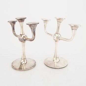 A 20th century Norwegian pair of silver candelabras mark of Karl Jörgen Otteren  weight 1428 grams.