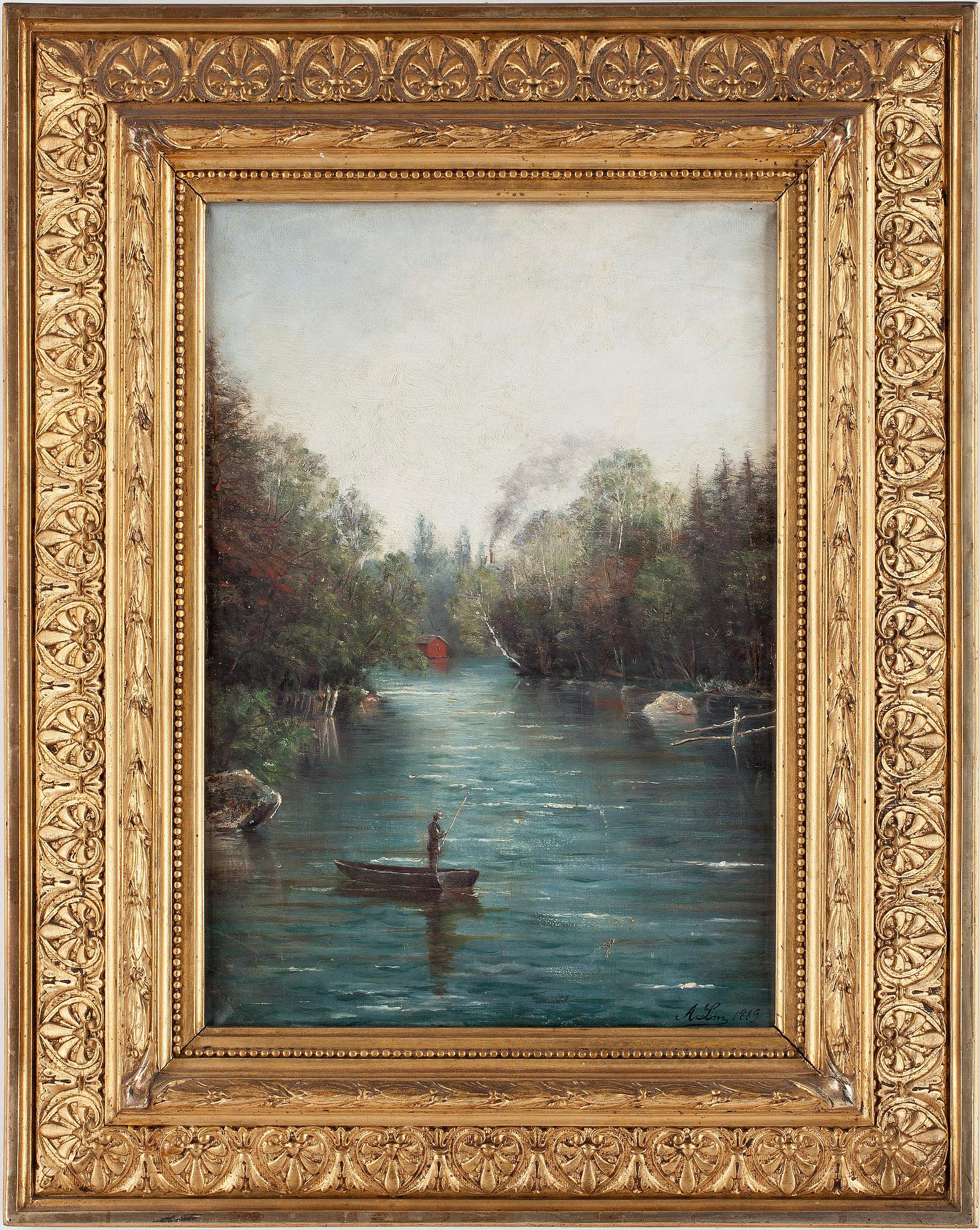 OKÄND KONSTNÄR, olja på duk, otydligt signerad, daterad 1889.