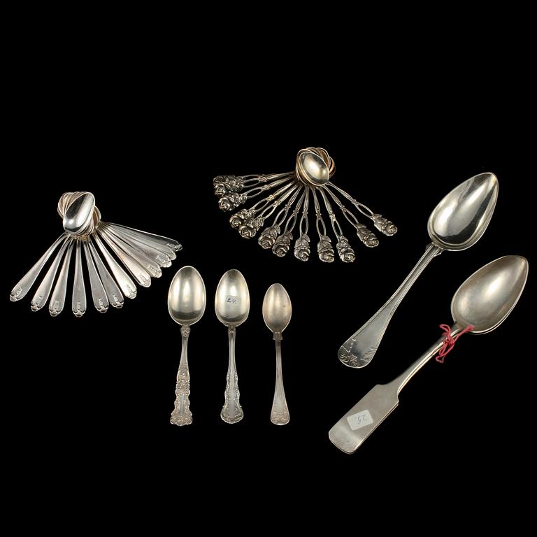 PARTI BESTICK, 30 delar, silver, 1800/1900-tal. Vikt 485 g.