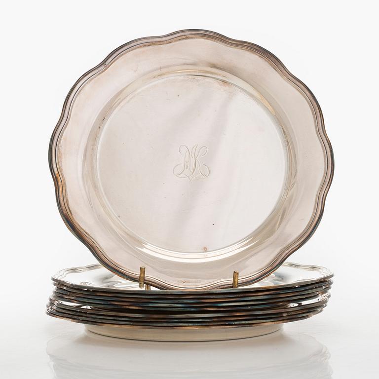 A set of ten silver plates. Turku 1938-1980.
