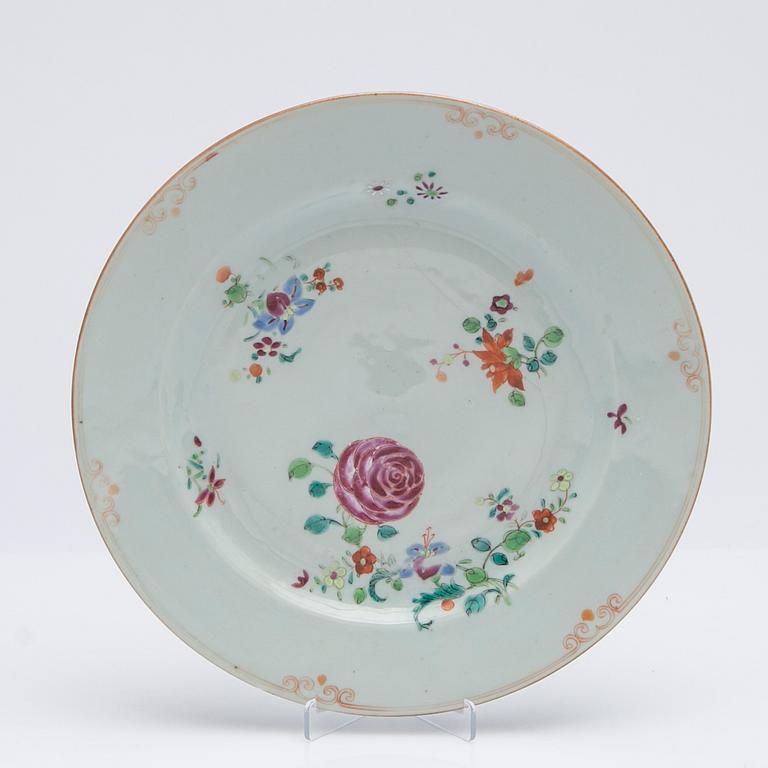 Tallrikar, 5 st, porslin, Kina, Qianlong (1736-95).