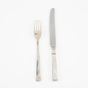 Jacob Ängman, 16 pieces silver cutlery model 'Rosenholm', GAB, Stockholm 1953-54.