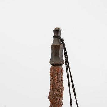 Long pipe  Carved wood with a silver mount Hasa Malmö 1986.