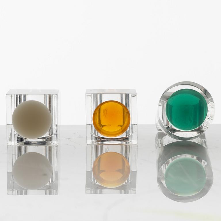 Siv Lagerström, three acrylic plastic rings, 1970s.