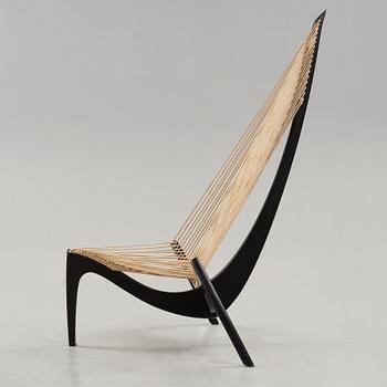 A Jørgen Høvelskov black lacquered 'Harp' chair, Christensen & Larsen, Denmark post 1968.