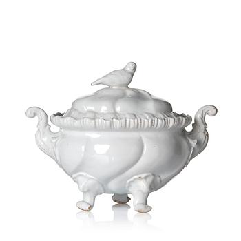 417. A Swedish Rörstrand faience tureen with cover, dated 1769.