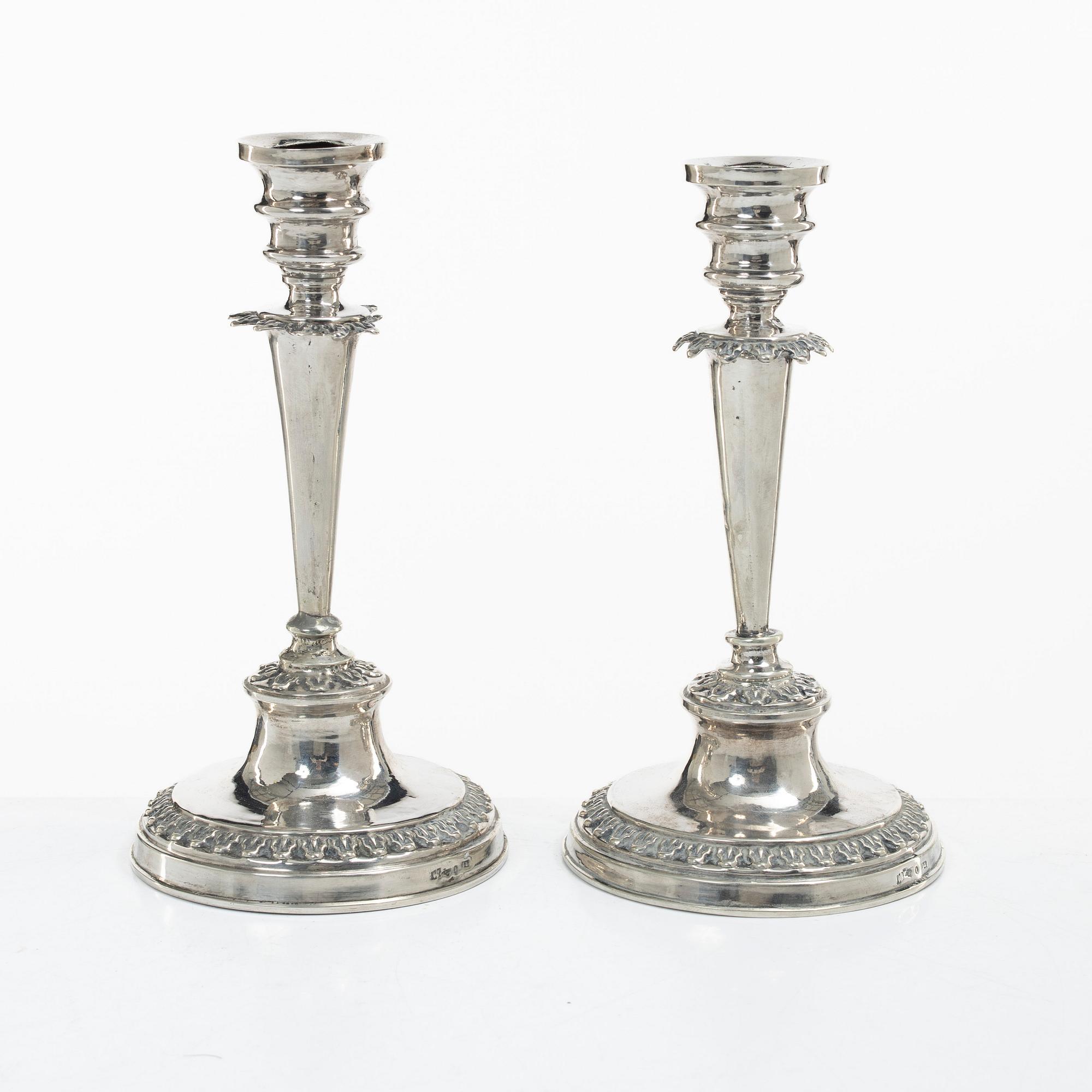 Jonas Lindberg, ljusstakar, ett par, silver, empire, Stockholm 1835.