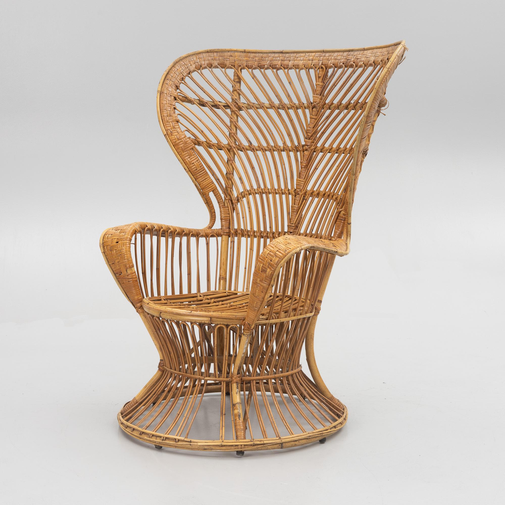 Gio Ponti & Lio Carminati, wicker chair, "Conte Biancamano", Bonacina, Italy, second half of the 20th century.