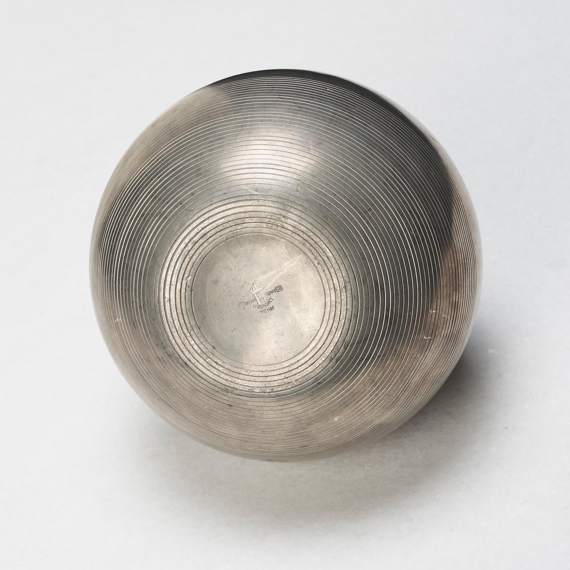 Sylvia Stave, a pewter vase, for CG Hallberg, Stockholm 1932.