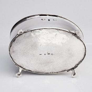 A Swedish late Gustavian 18th century silver sugar-casket, mark of Johan Wilhelm Zimmerman, Stockholm 1799.