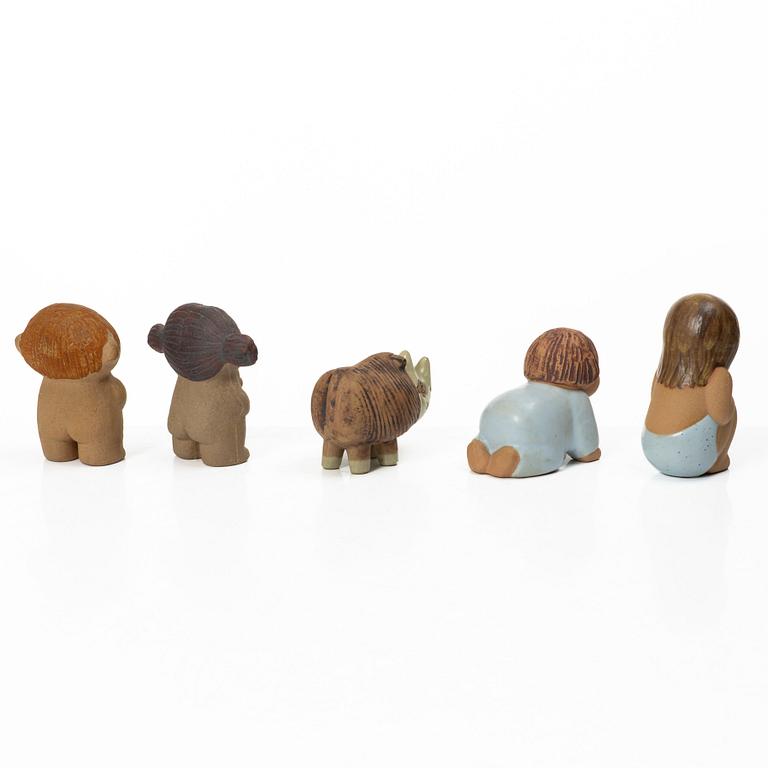 Lisa Larson, five stoneware figurines, Gustavsberg, Sweden.