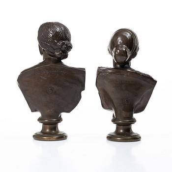 Ferdinand Barbedienne, Two busts, late 19th century.
