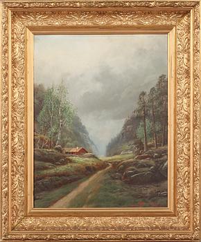 OKÄND KONSTNÄR, olja på pannå, monogramsignerad och daterad "-86" (1886).