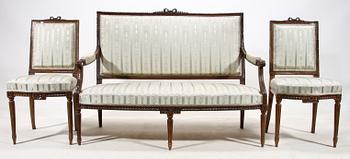 SALONGSGRUPP, 3 delar. Louis XVI-stil. Sekelskiftet 1900.