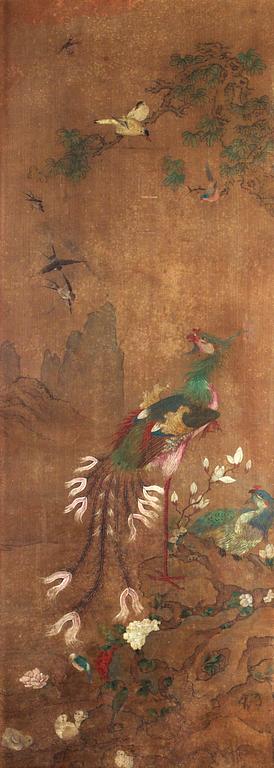 MÅLNING, på siden av okänd konstnär, Qing dynastin.