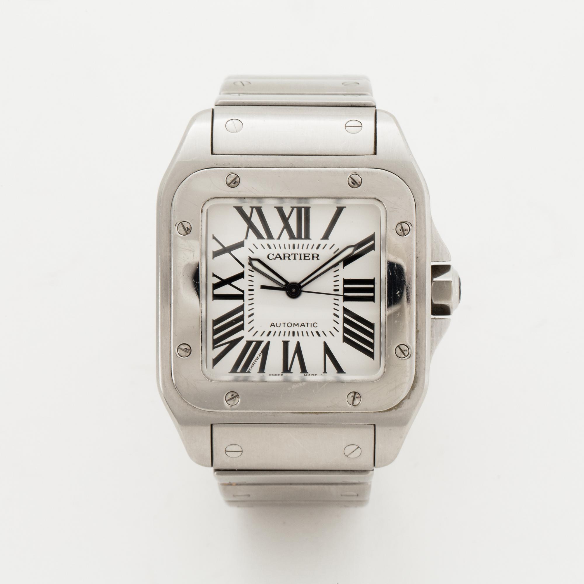Cartier, Santos 100, wristwatch, 38 x 38 mm.