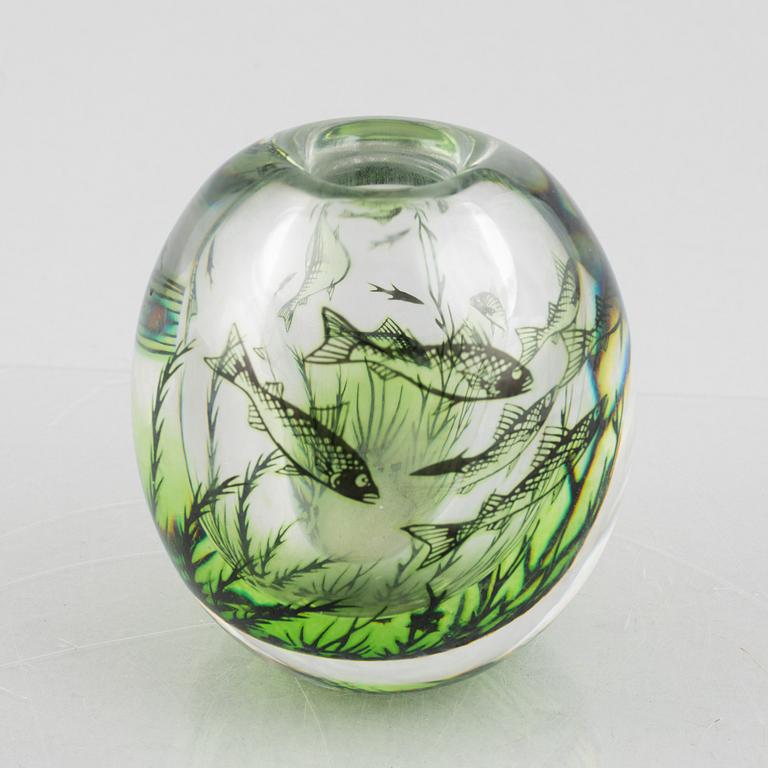 Edward Hald, a graal glass vase, Orrefors, Sweden, signed.