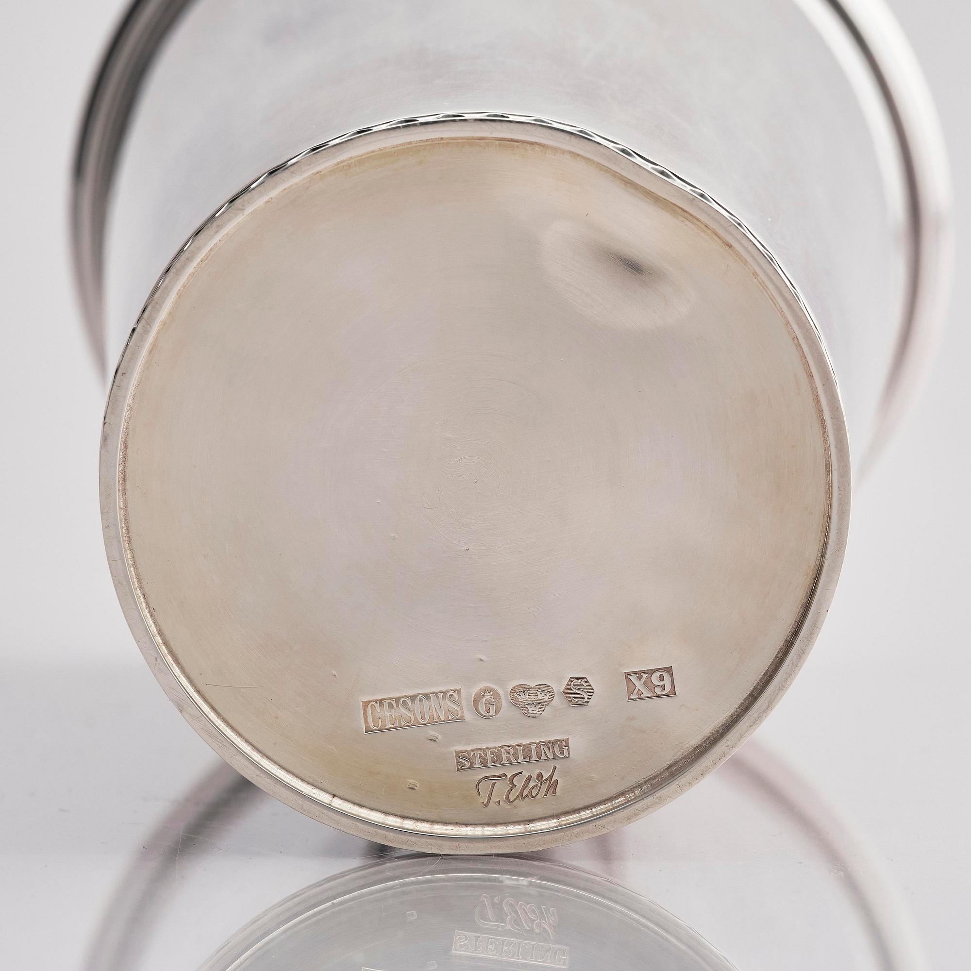 A sterling silver beaker, mark of Tore Eldh, Ceson, Gothenburg, Sweden 1972.