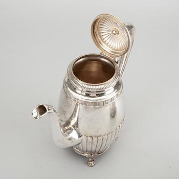 KAFFESERVIS, 3 delar, silver, B Erlandsson, Kristianstad, 1903, vikt ca 1200 gram.