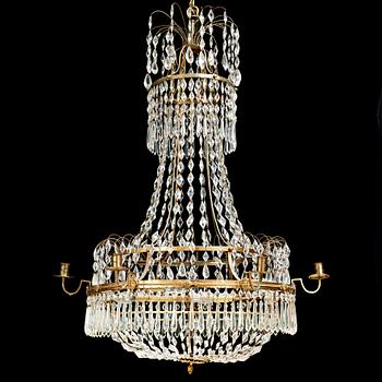 97. A late Gustavian six-light chandelier, early 19th century.