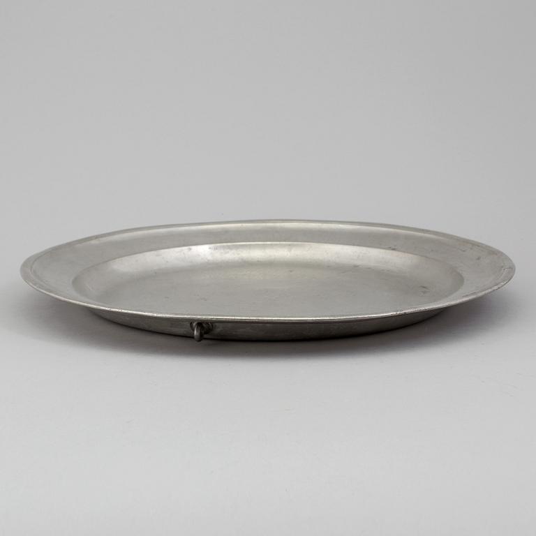 A Swedish 18th century pewter plate with unclear hallmarks.