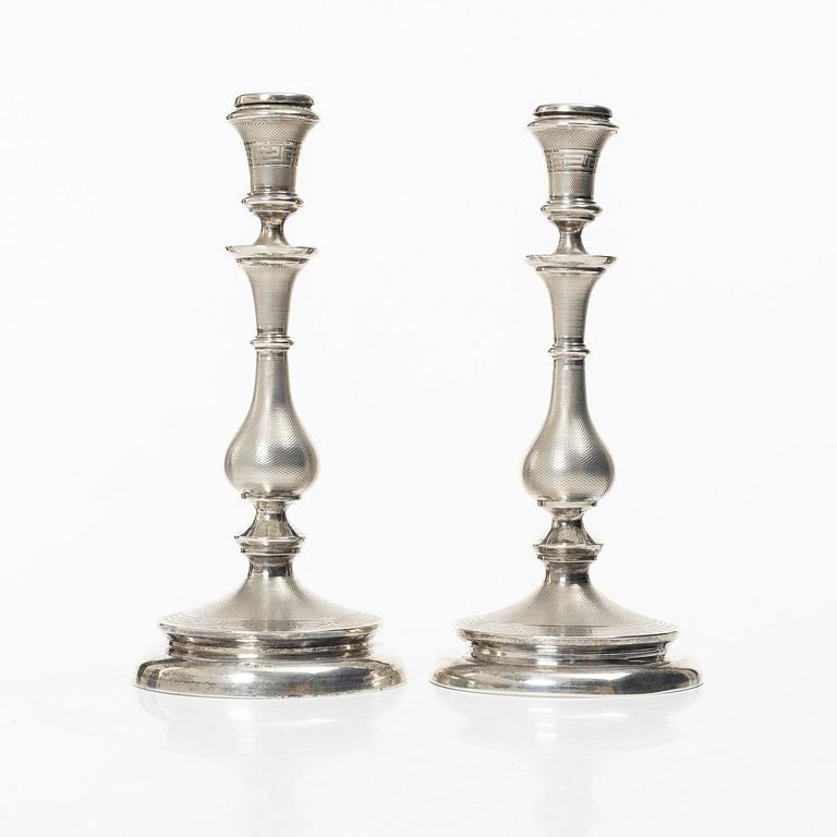 A pair of Swedish silver candelsticks, mark of Lars Larsson & Co,  Stockholm 1872.